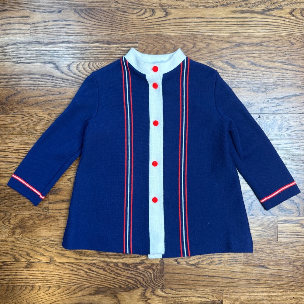 Vintage Girls Knitissimo by Brig-A-Doon 60’s 70’s Midcentury Stripes Cardigan 3
